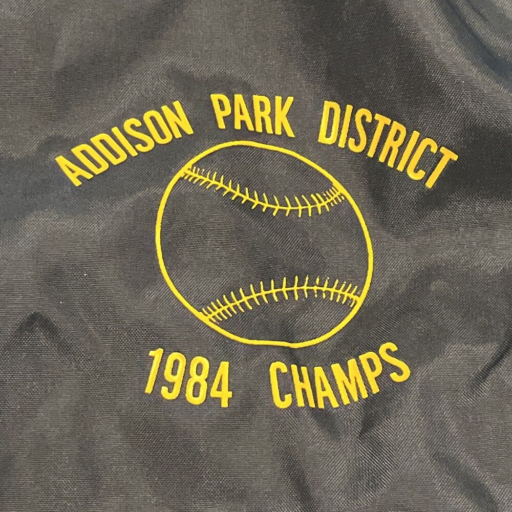 West Wind Large Vintage Nylon Stripe Collar Snap Bomber Jacket 80s Champs USA - Picture 4 of 14